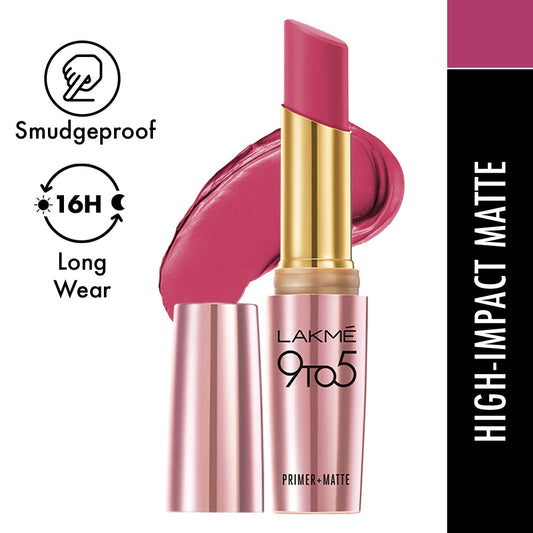 Lakme 9 To 5 Primer + Matte Lipstick - MP4 Plum Pink