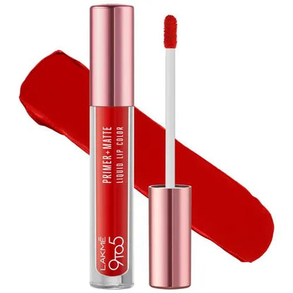 Lakme 9to5 Primer + Matte Liquid Lip Color - MR2 Driven Red