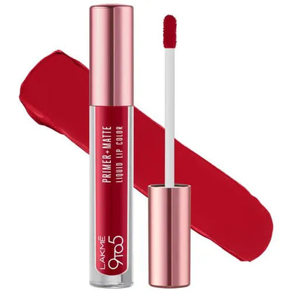 Lakme 9to5 Primer + Matte Liquid Lip Color - MR3 Vivid Crimson