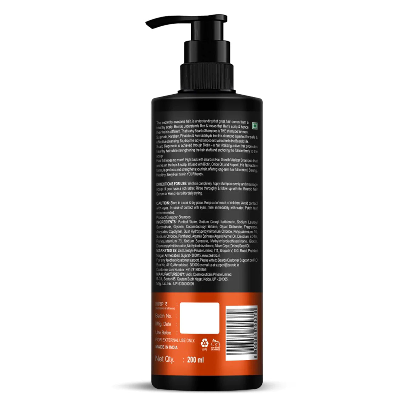 Beardo Hair Growth Sulphate Free Shampoo 200ml