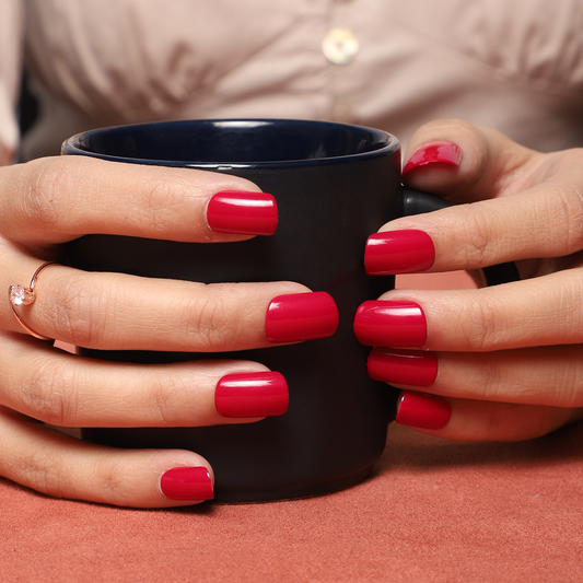 LICK NAILS Square Matte Deep Red Press On Nails