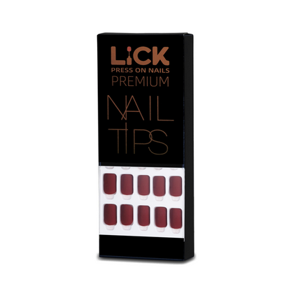 LICK NAILS Classic Maroon Square Press On Nails