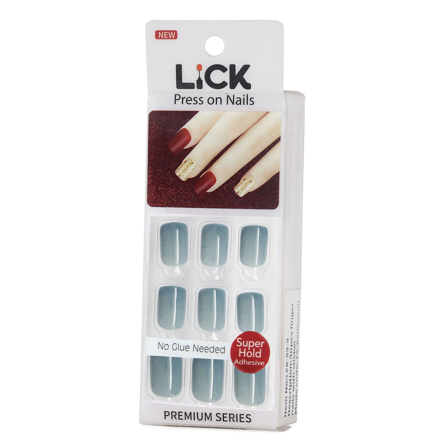 LICK NAILS Sky Blue Square Press On Nails