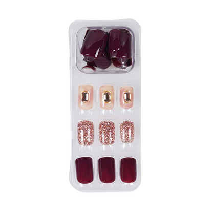 LICK NAILS Maroon With Red Ruby Studs Press on Nails