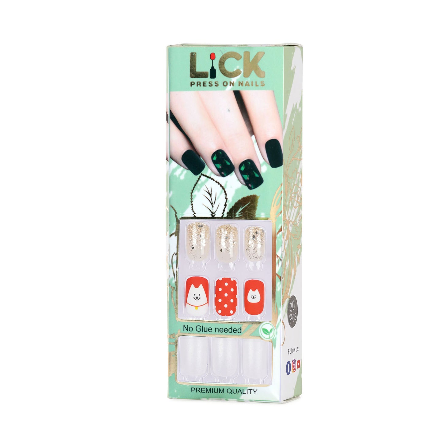 LICK NAILS White With Nude Pearl Press on Nails