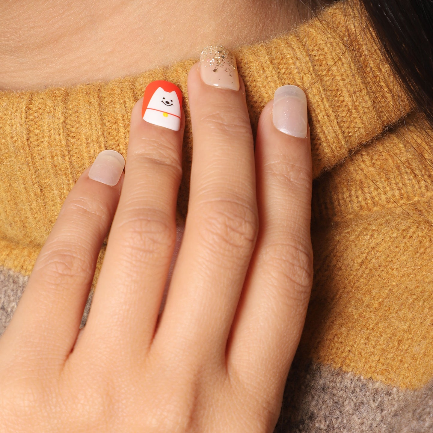 LICK NAILS White With Nude Pearl Press on Nails