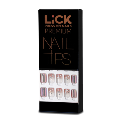 LICK NAILS Navy Blue With Red Base Press on Nails