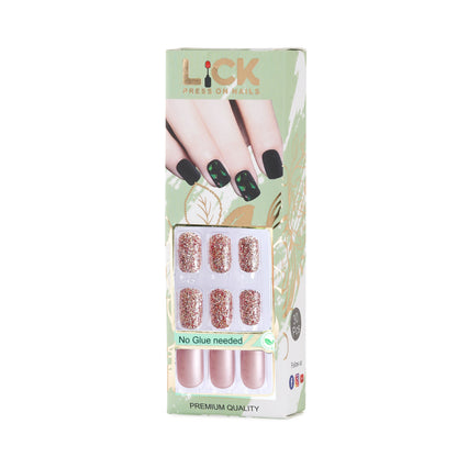 LICK NAILS  Glitter Square Shape Press On Nails