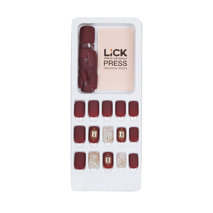 LICK NAILS Glossy Mauve Purple Square Press On Nails