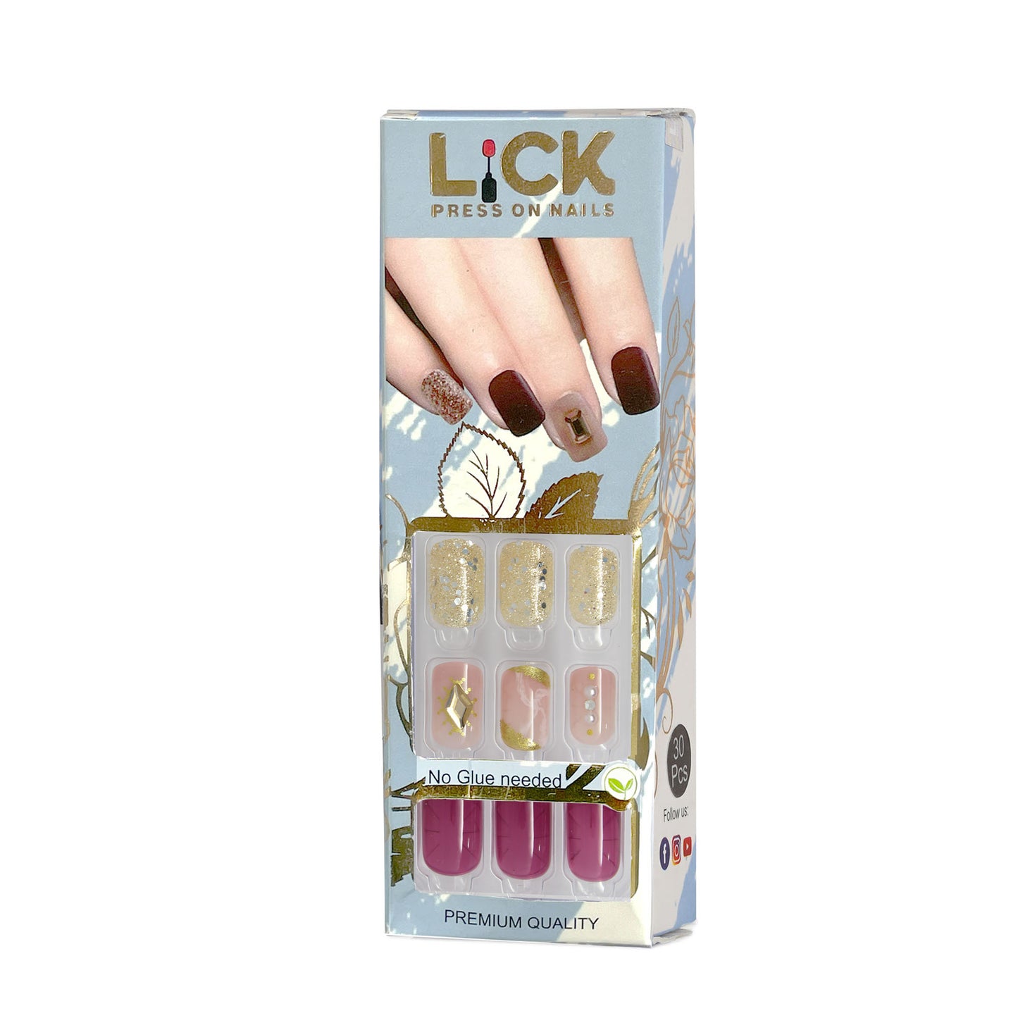 LICK NAILS Glossy Finish Ombre Yellow Press on Nails
