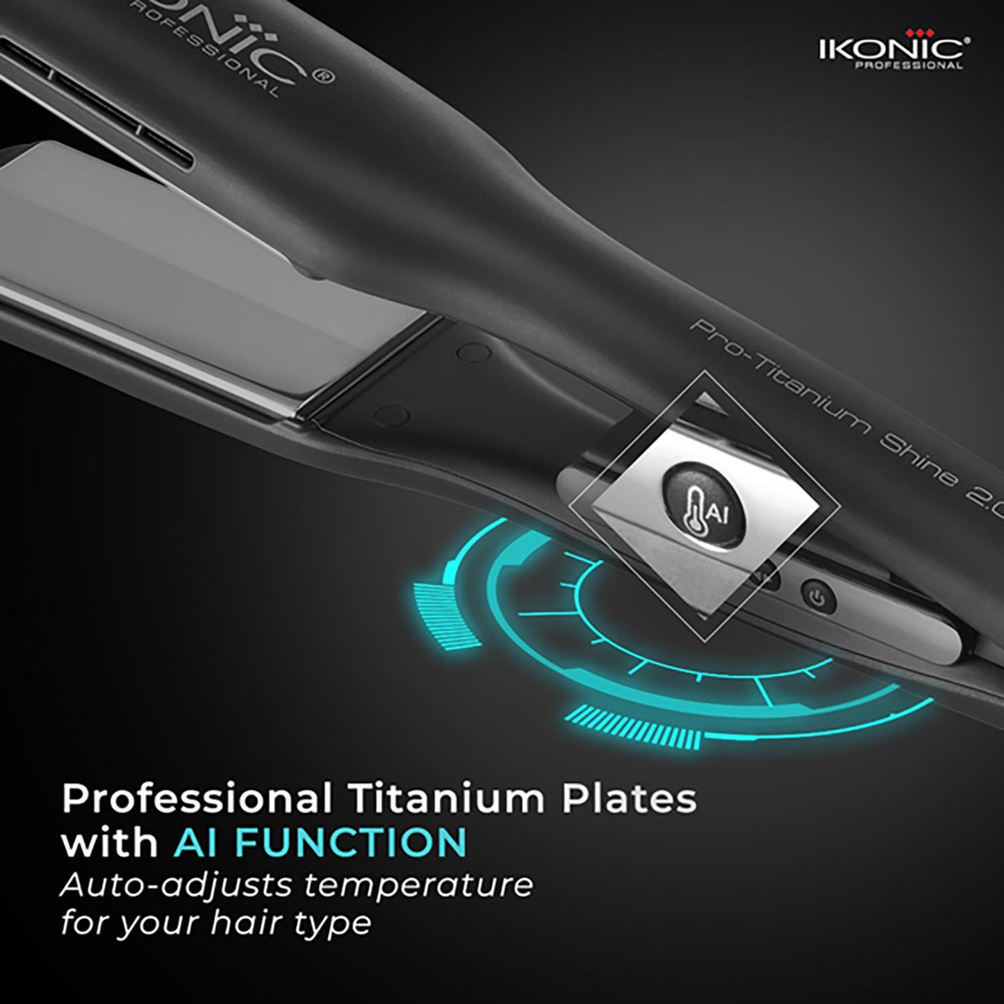 IKONIC Pro Titanium Shine Hair Straightener (Black)