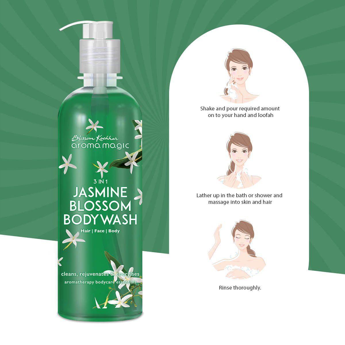 Aroma Magic 3 In 1 Jasmine Blossom Bodywash (Hair- Face- Body)